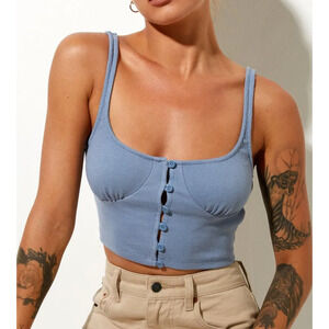 DARAU CROP TOP IN RIB POWDER BLUE